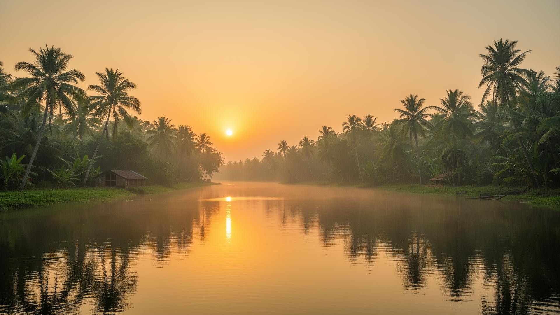 Kerala backwaters at sunset